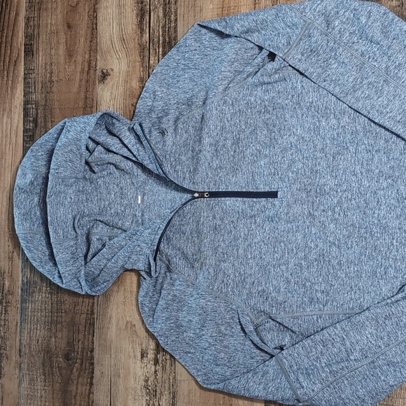 Lululemon Surge Warm 1/2 Zip Pullover Hoodie Size Large In Heathered Gray & Blue - Picture 1 of 10